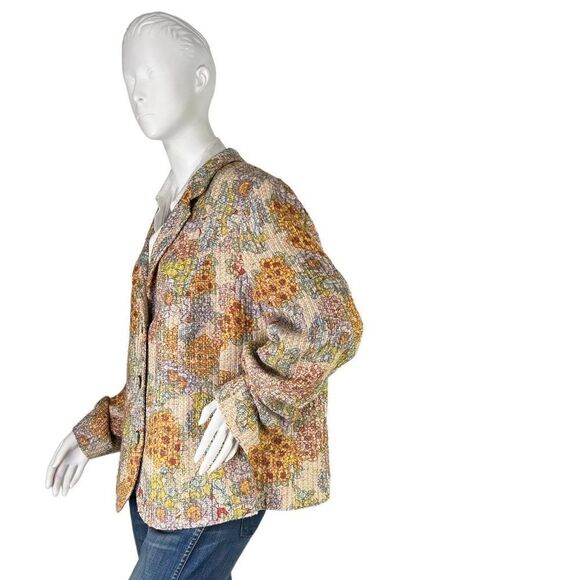Marina Rinaldi Woven Tweeded Floral Blazer Jacket  Sz IT 25, US 16 Large - Picture 5 of 15
